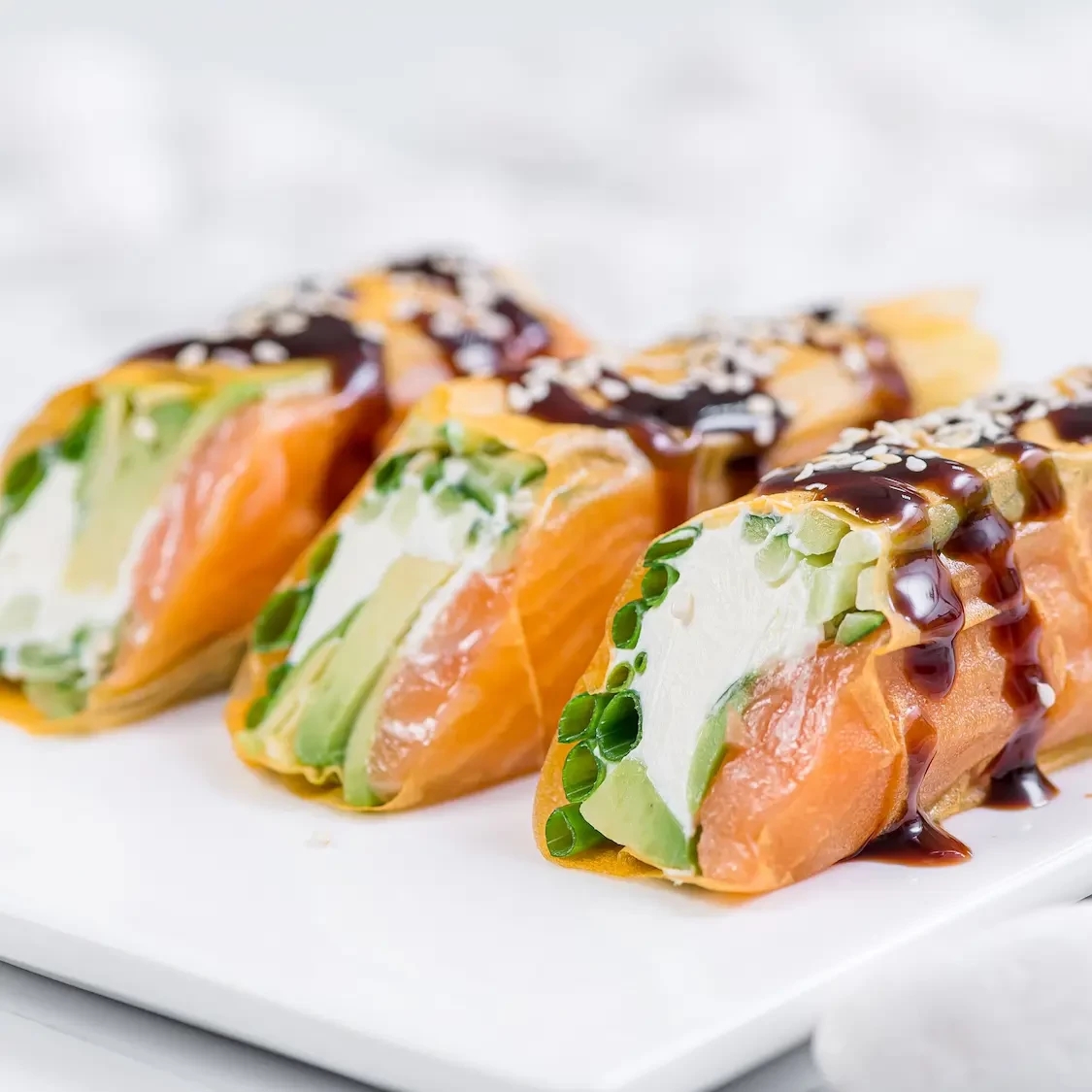 Spring roll with salmon